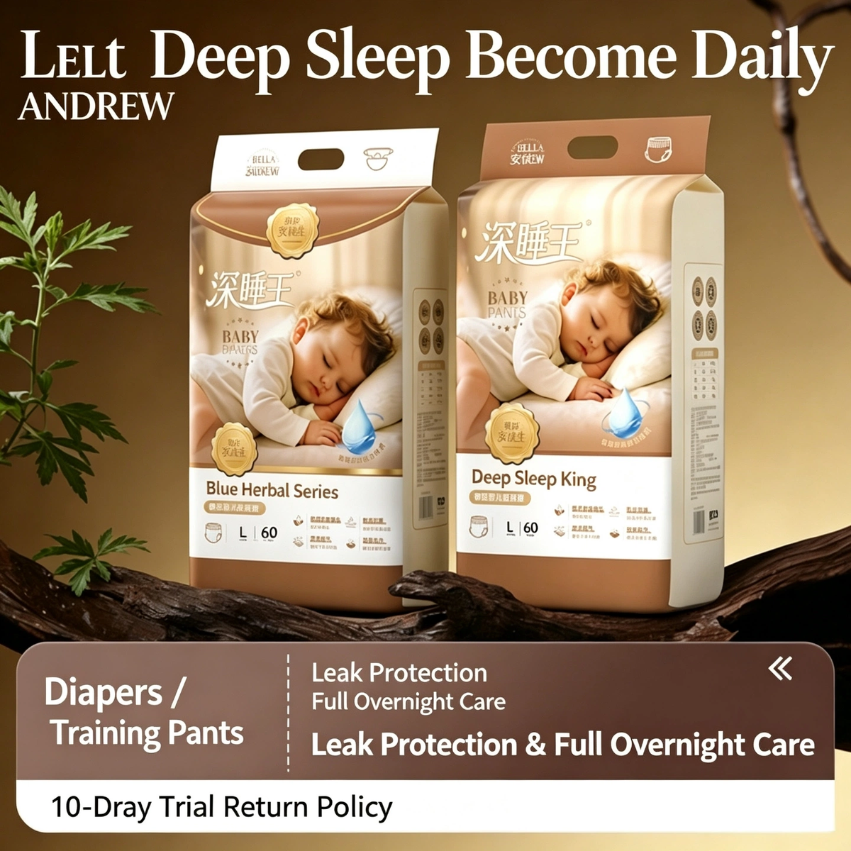 Bella Deep Sleep King Baby Diapers， Ultra-Thin Breathable Disposable Nappies for Newborn to Toddler, Unisex NB/S to 5XL