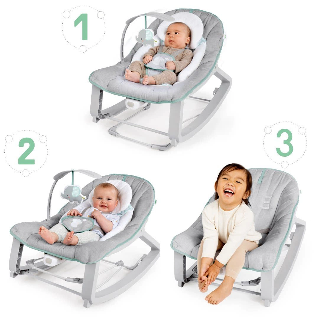 Ingenuity by Kids2 3-in-1 Convertible Baby Rocker Bouncer, Newborn to Toddler Soothing Seat for Napping, Playing & Sitting Up
