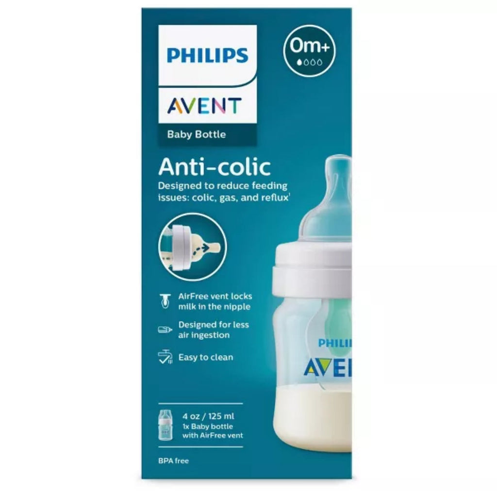 Philips Avent Anti-colic Bottle with AirFree vent, 4oz, 1pk, Clear